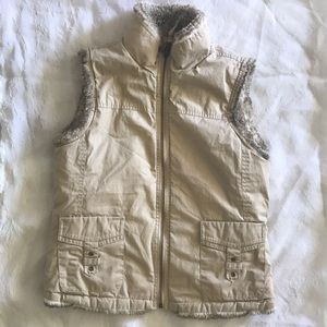 Fur lined vest reversible